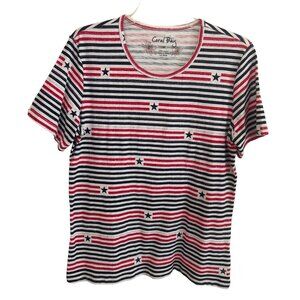 Coral Bay, Red White & Blue Short Sleeve Cotton Tee, Size Medium